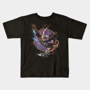 VEGA: FLYING BARCELONA ATTACK - LAVENDER/BLACK Kids T-Shirt